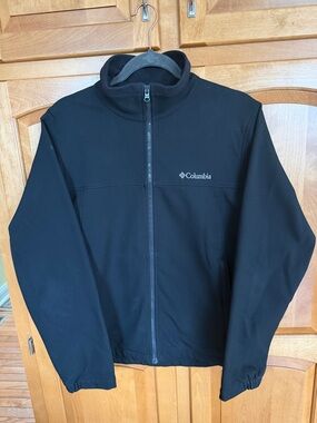 Columbia Mens Softshell Fleece Lined Black Jacket Water Resistant Medium